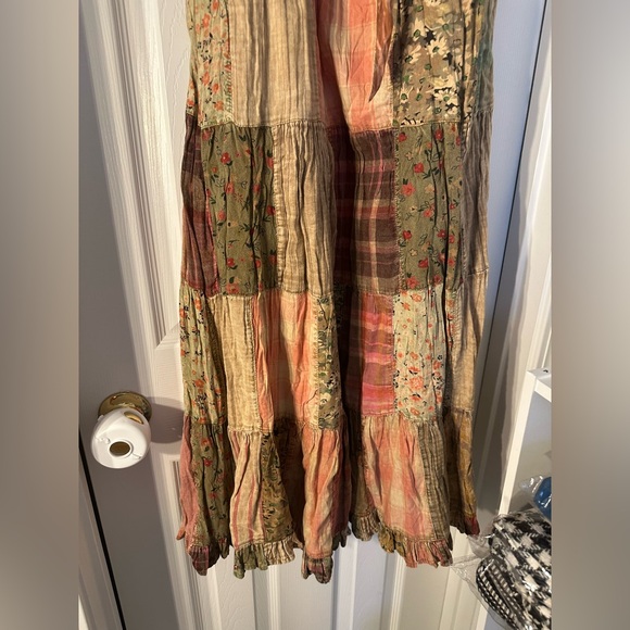 NWT Young Threads Bohemian Patchwork Maxi Skirt with Denim Waist - Picture 6 of 7